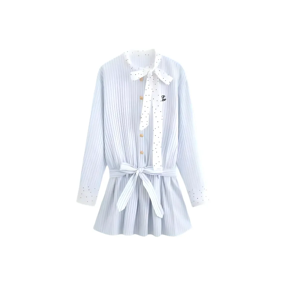 AFGGD Длинное платье с длинными рукавами женское светло-синее