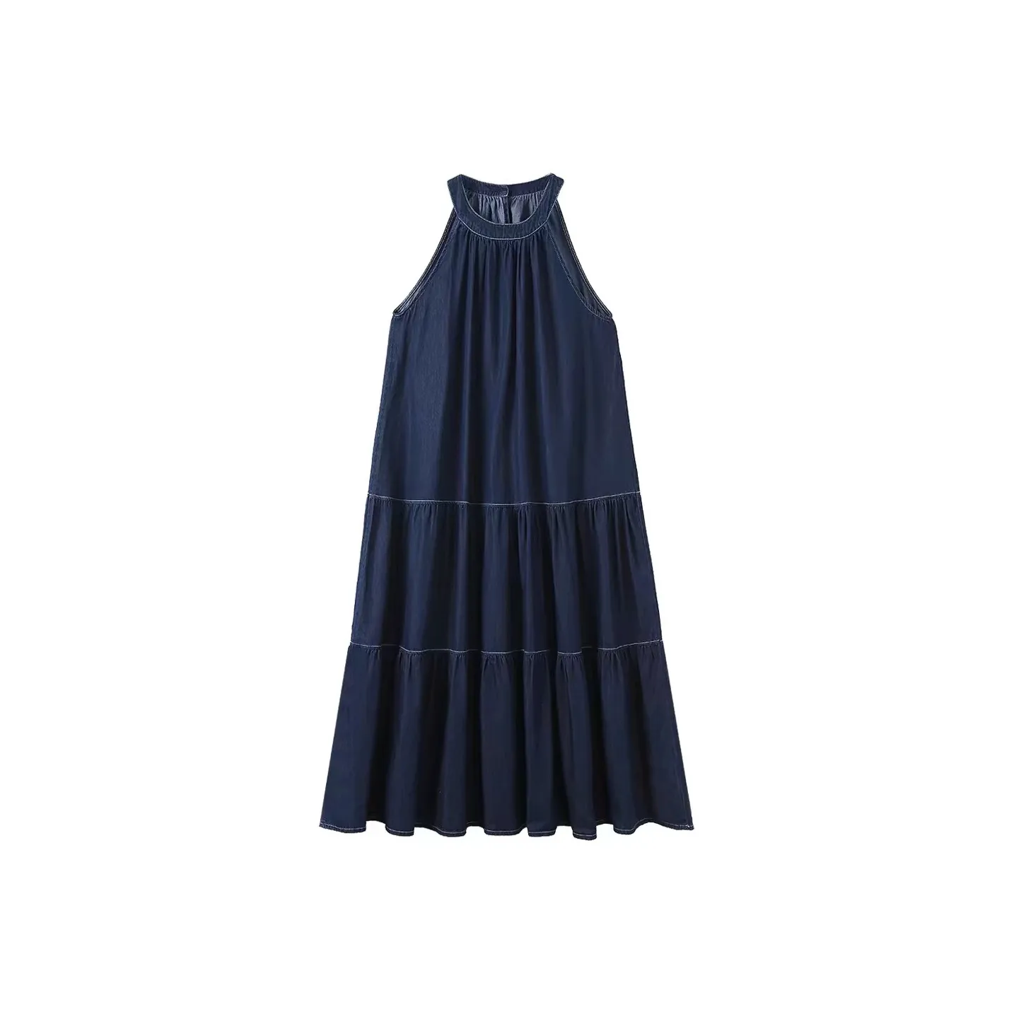 LSVE Без рукавов Платье Женское Синее