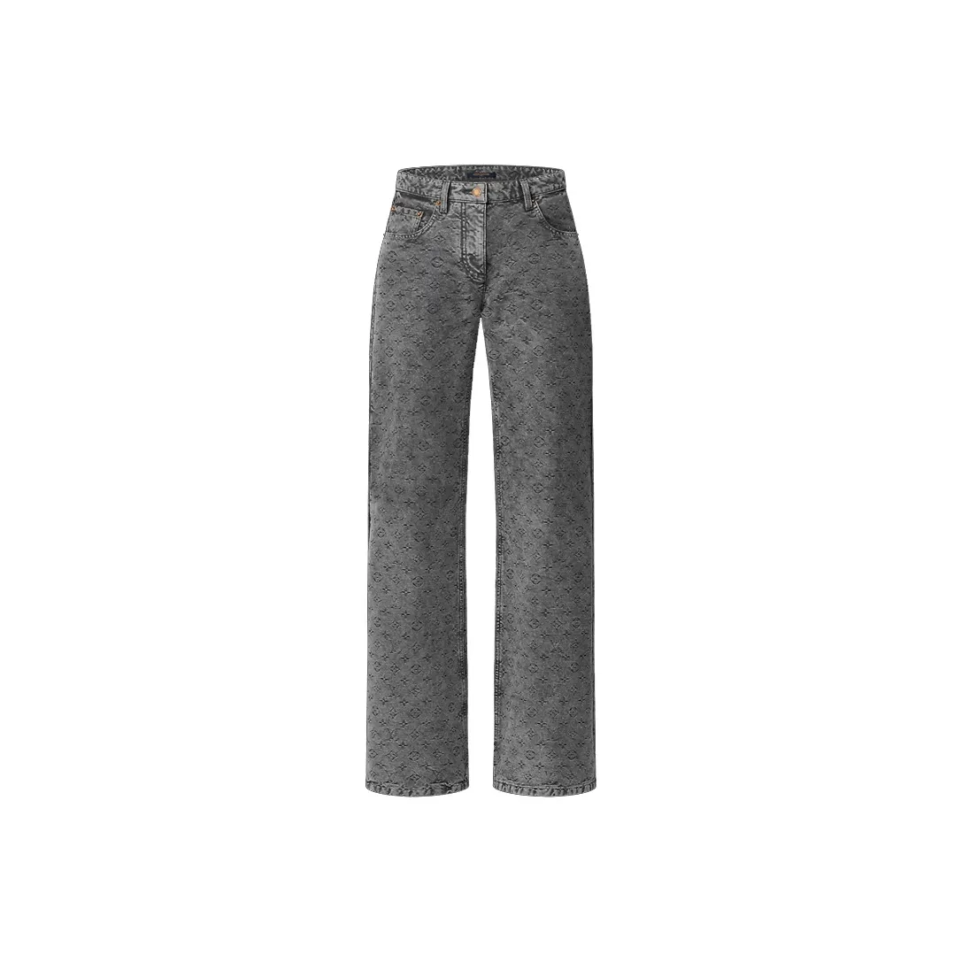 LOUIS VUITTON Vintage Effect Monogram Flared Jeans