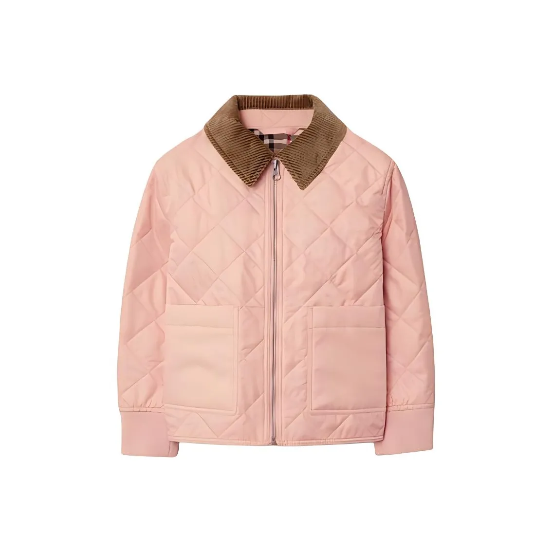 Burberry Хлопковый пуховик Коралловый Розовый Детский