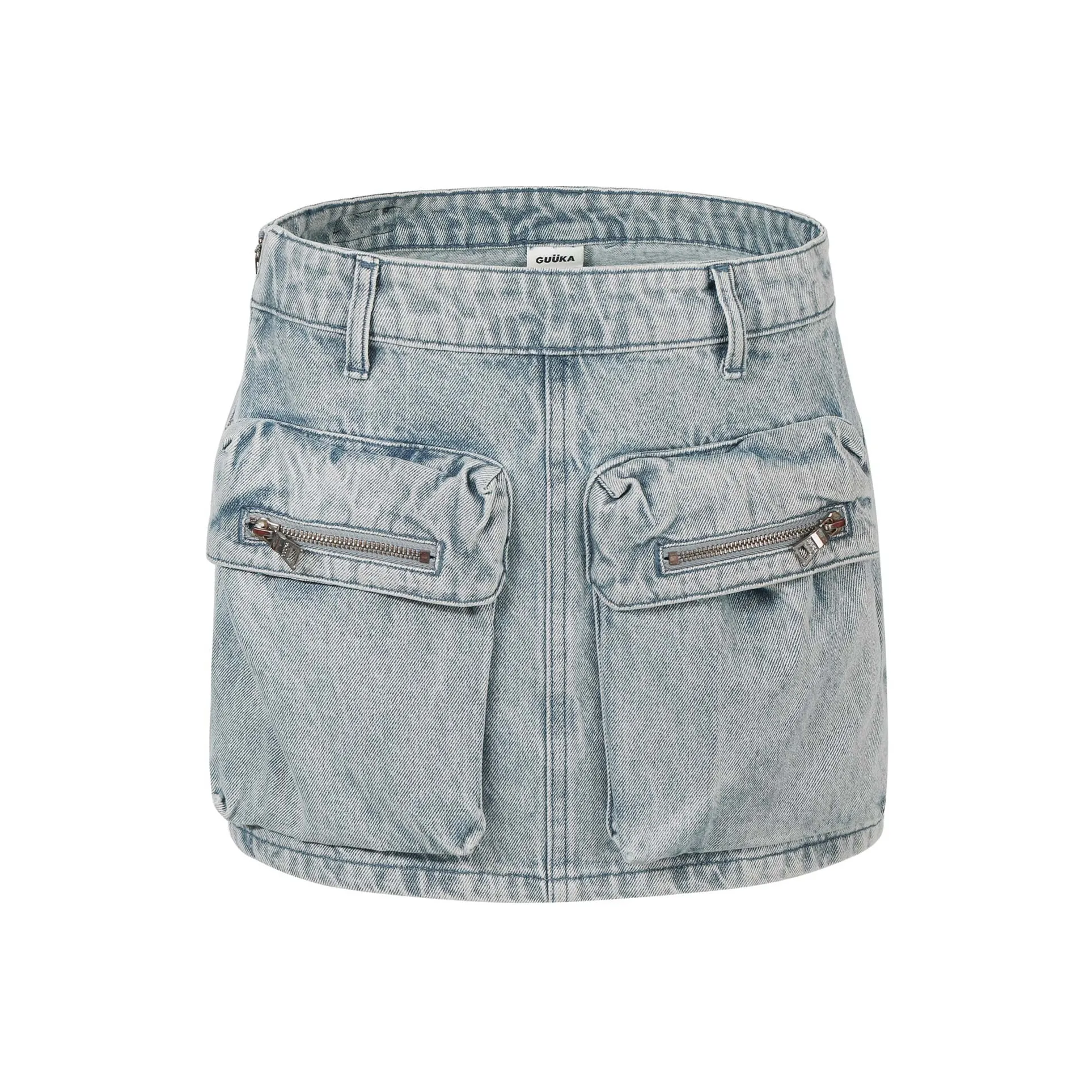 Guuka Hero Light Blue Vintage Washable Low Rise Denim Short Skirts Women's