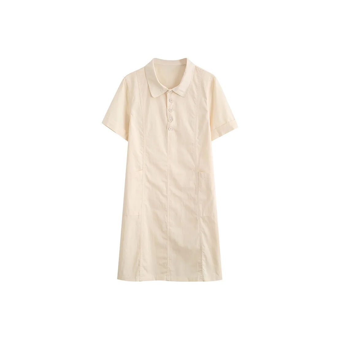 LSVE Короткий рукав Платье Женское Абрикосовое