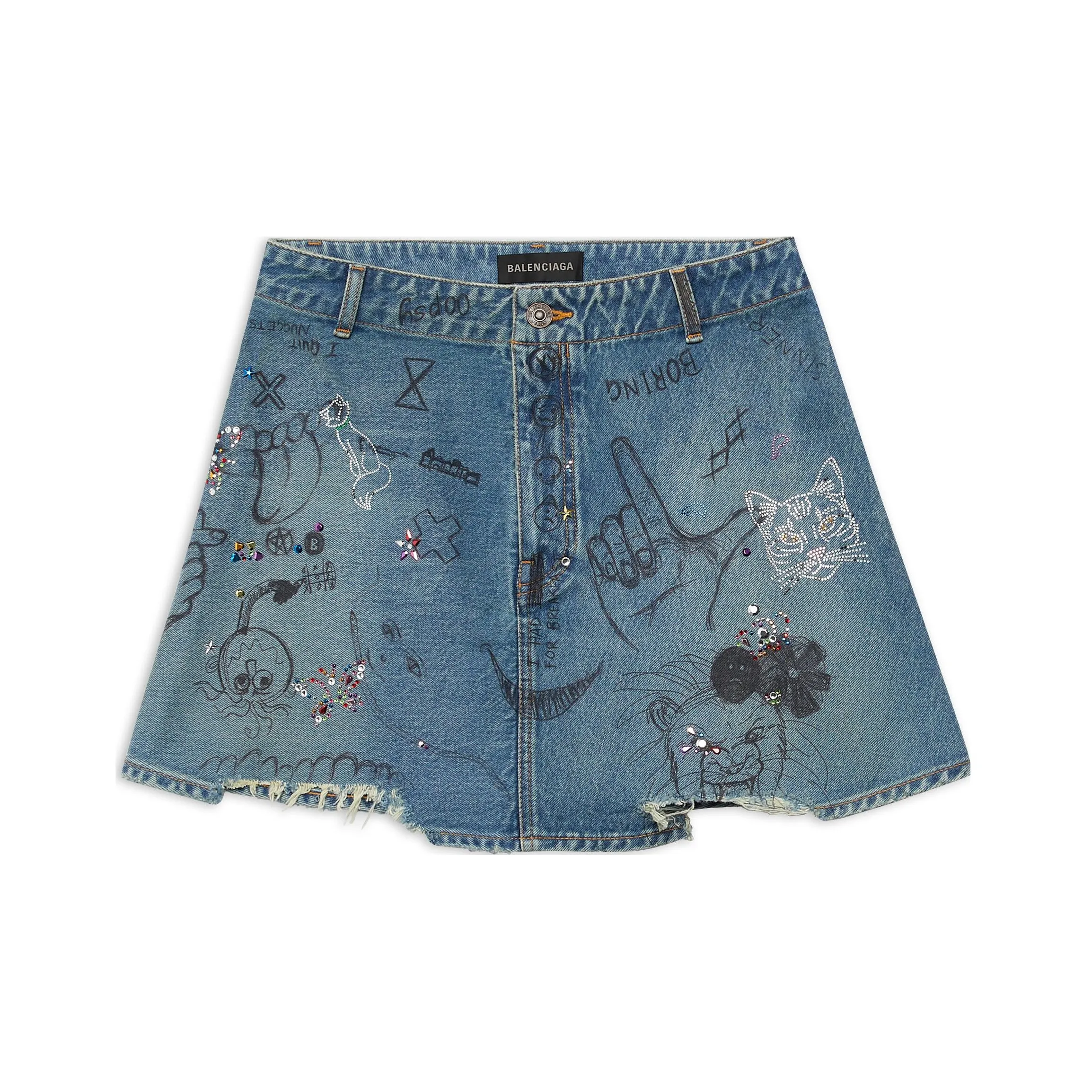 Balenciaga Denim Short Skirts Women's Blue