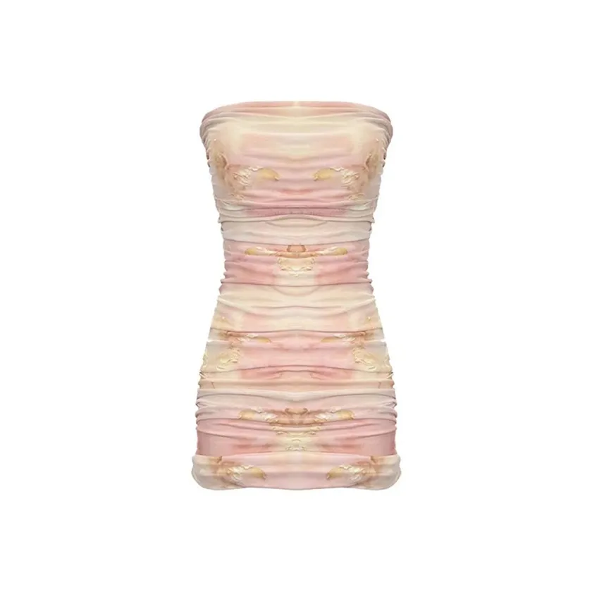 MO VOICE Без рукавов Платье Женское Розовое