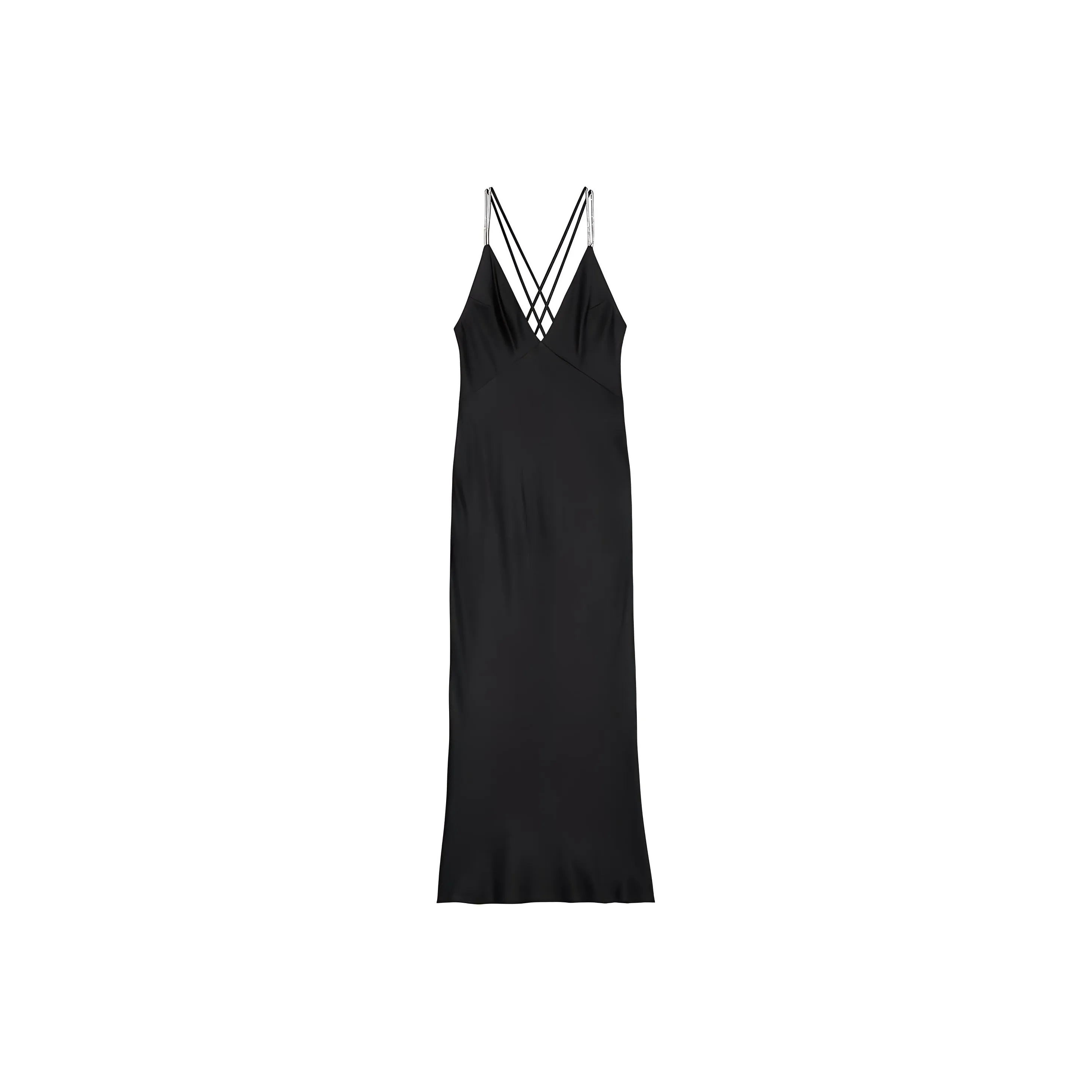 Victoria's Secret Twinkle Strap Satin Long Slip Dress/BLACK Slip Dresses Women's Black