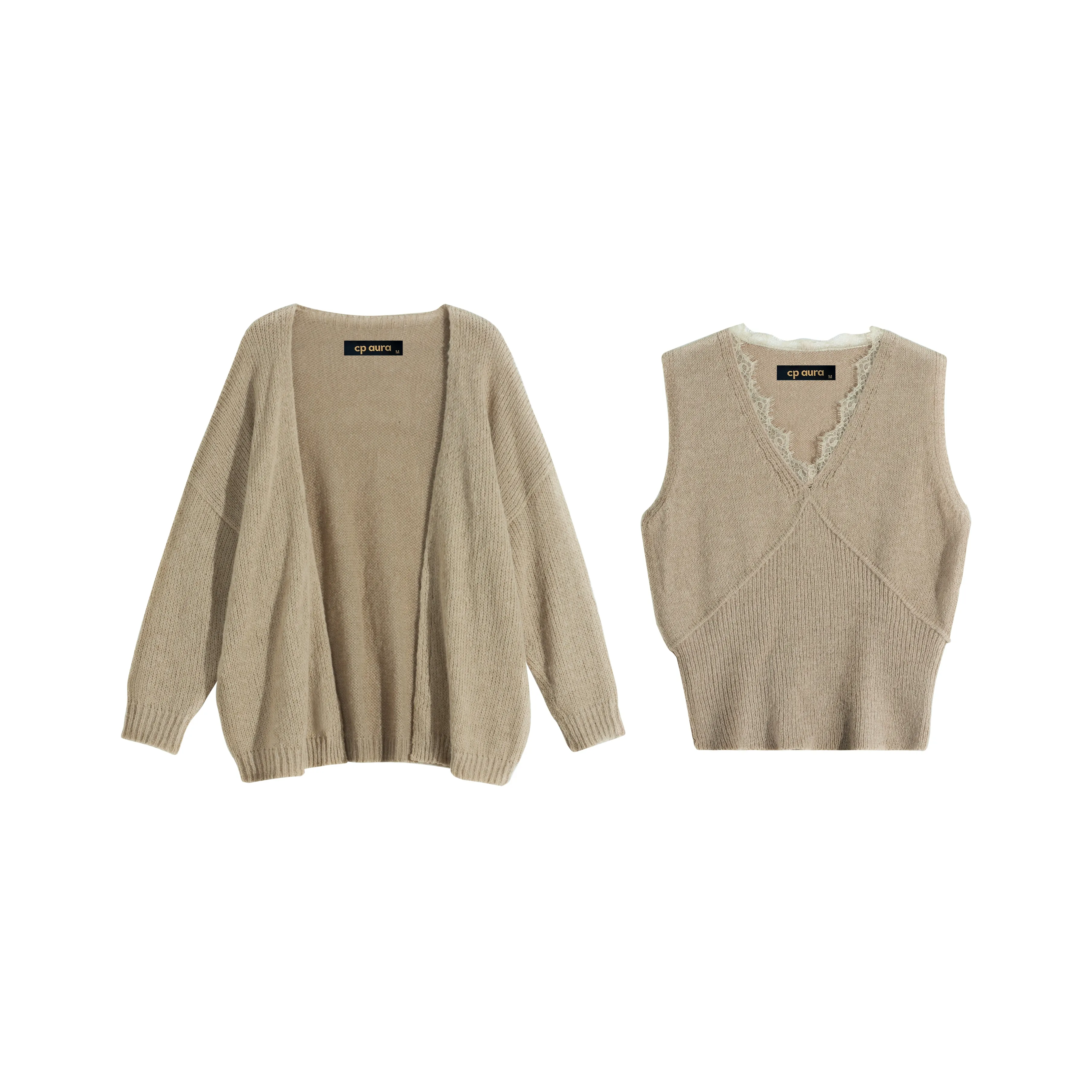 CPAURA Хаки Пальто с Майки Женские Повседневные Костюмы