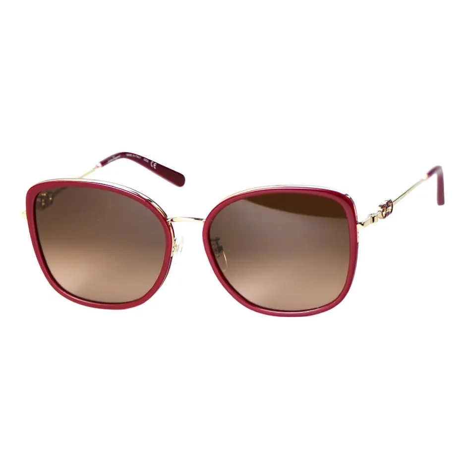 FERRAGAMO Металл Квадрат Солнцезащитные очки Унисекс Красный