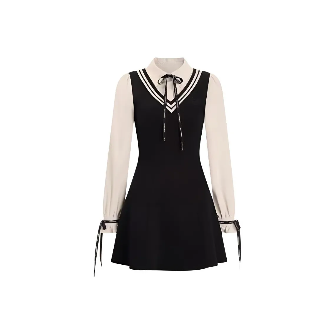 Beautiful Wardrobe Длинное платье с длинными рукавами женское черное и белое