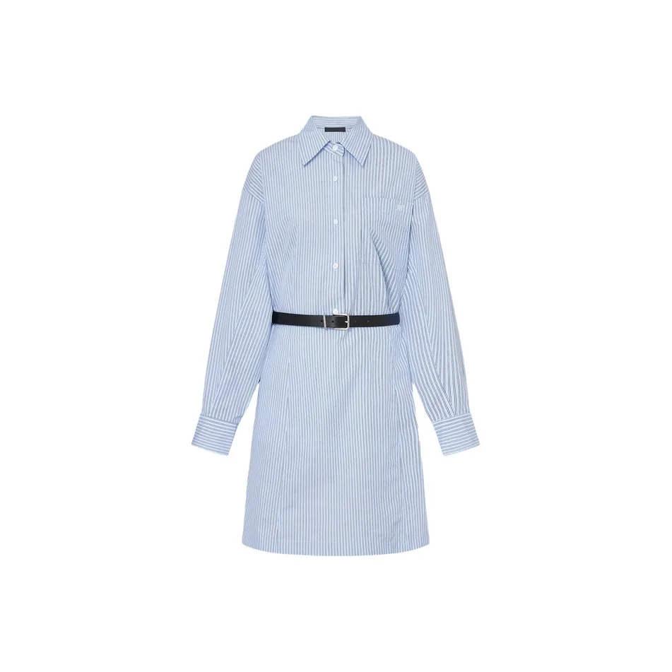 MOCO Long Sleeved Dresses Women's Blue White Stripes Color