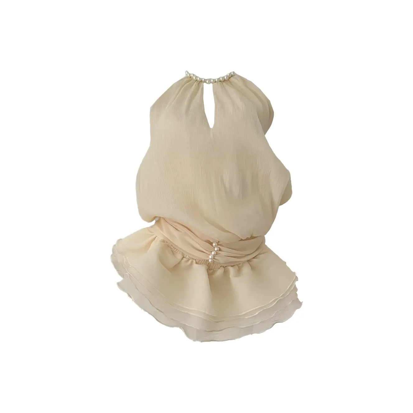 CHARM GLOW Без рукавов Платье Женское Абрикосовое