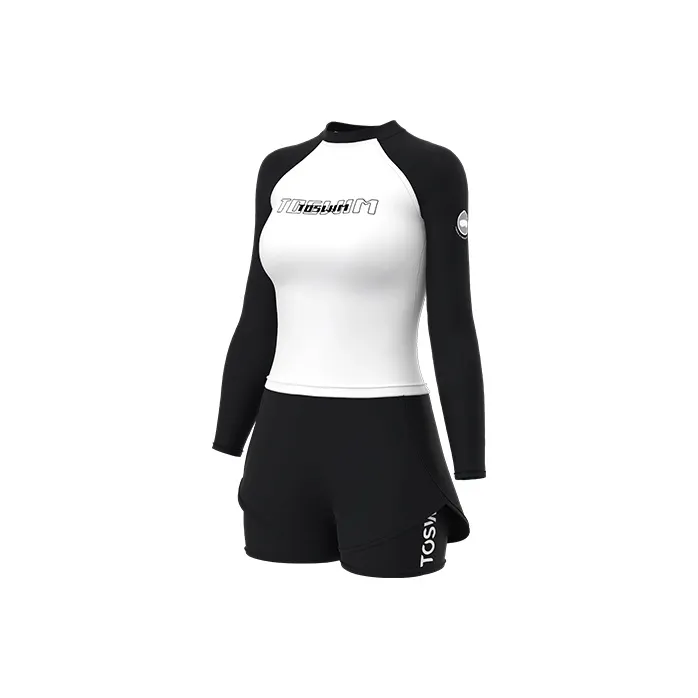 TOSWIM Two Piece Swimsuits Women's White Body With Black Sleeves