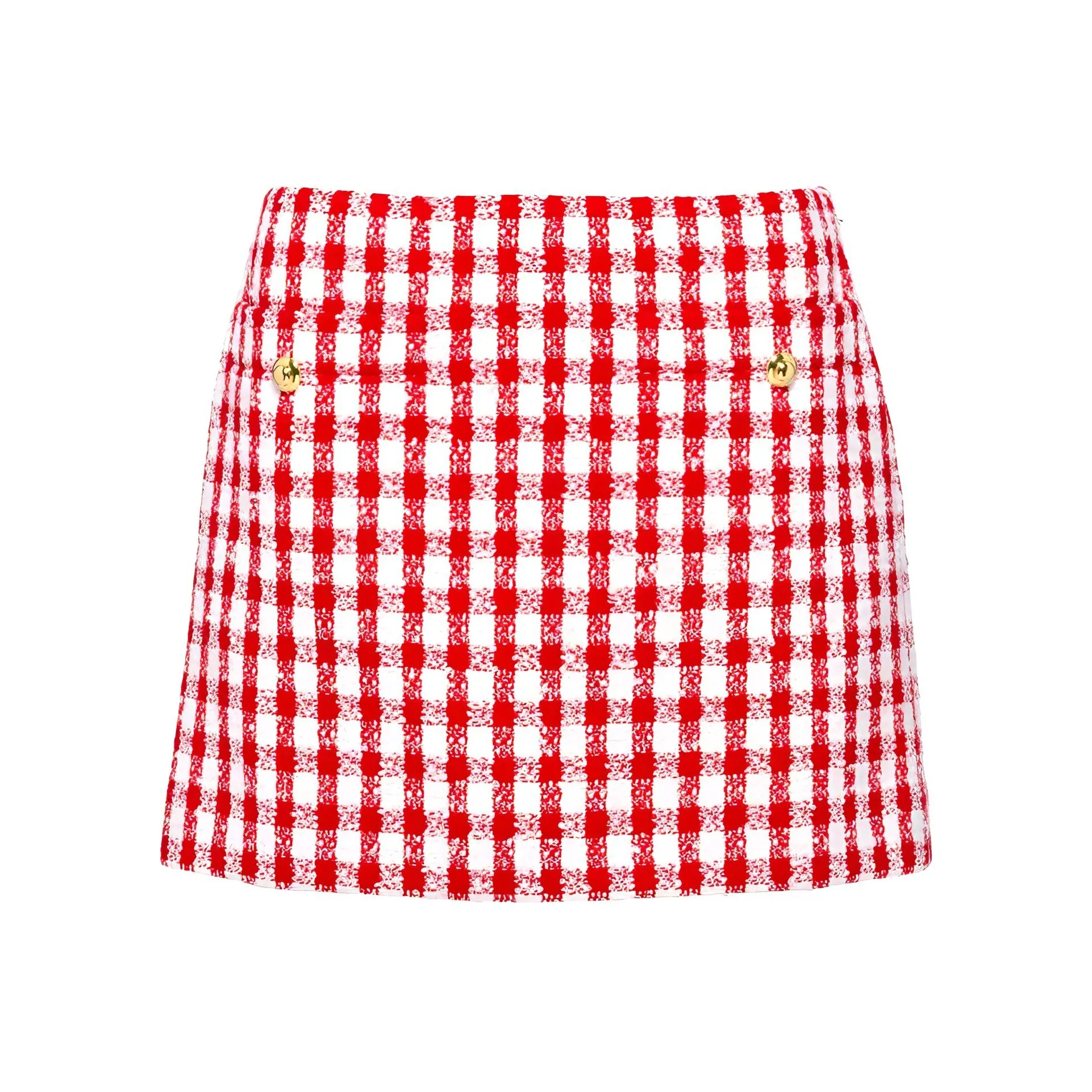 MIU MIU SS23 Leather Short Skirts Women's Red And White Mesh