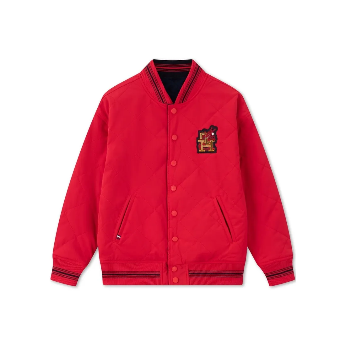 Tommy Hilfiger Хлопковый пуховик Красный Темно-синий с принтом для детей