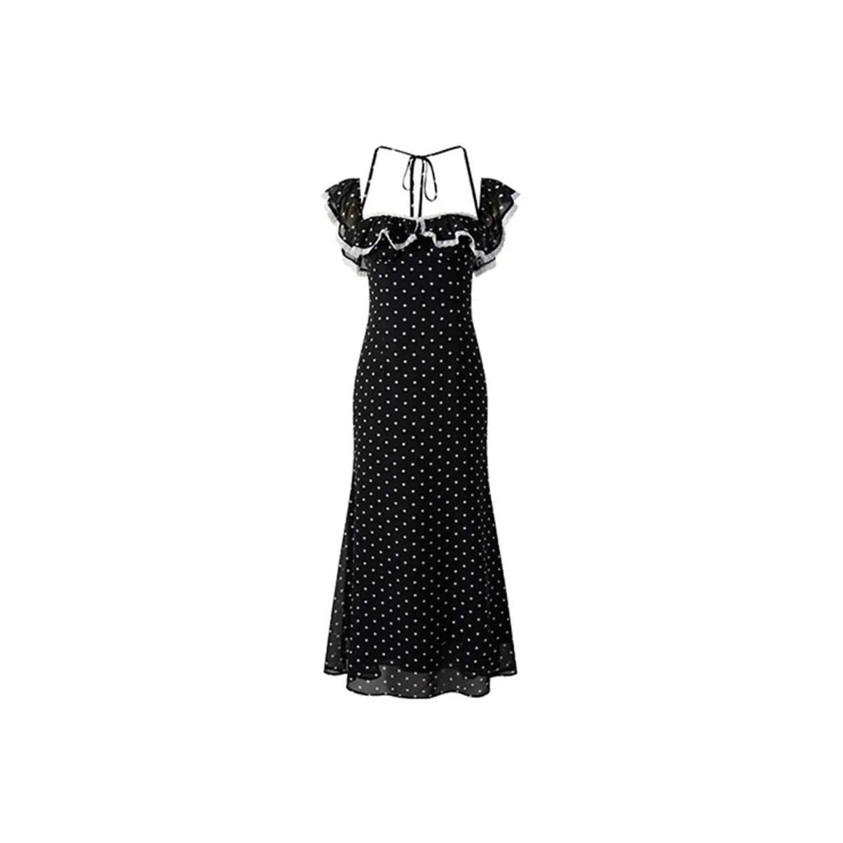 ACJL Черный гороховый узор платье женские платья без рукавов