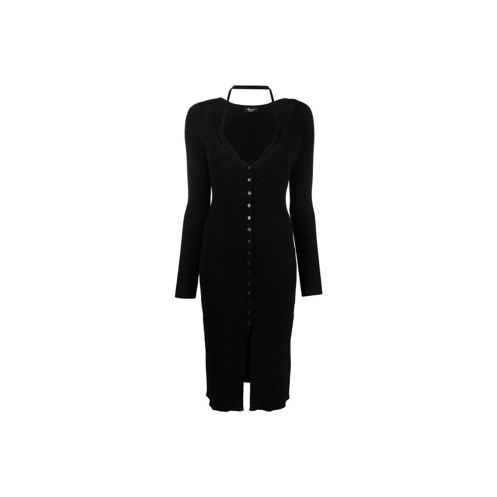 Blumarine Virigin wool V neck Midi dress