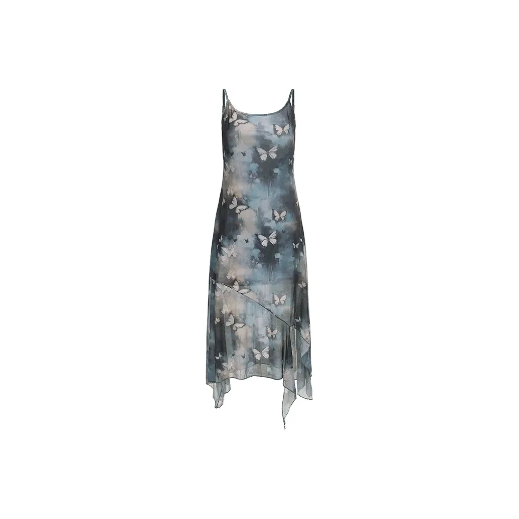 11SH97 Slip Платье Женское Синие Бабочка