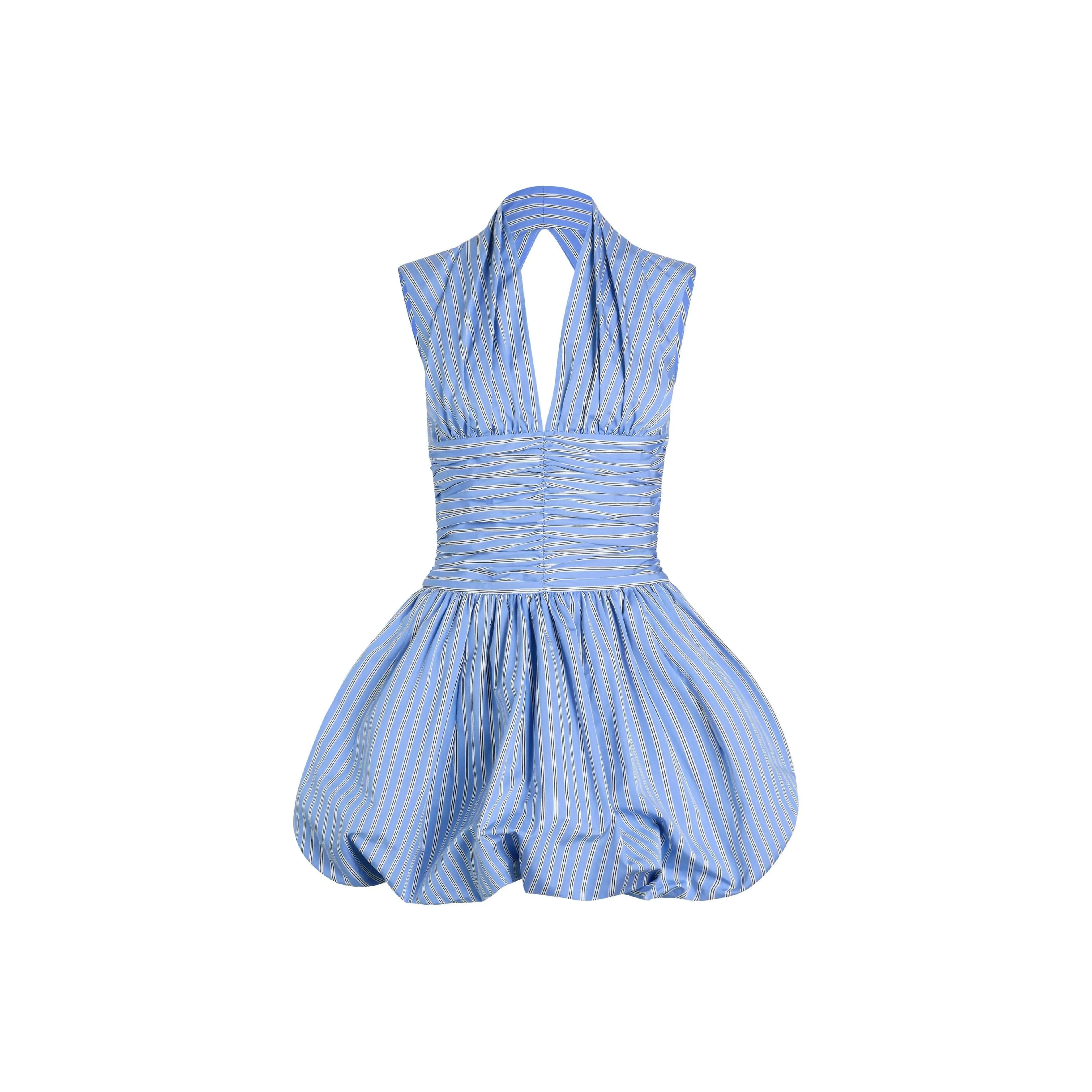 Patou Striped Bubble hem Mini Dress