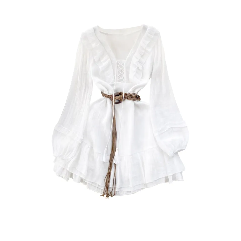 Incolore Длинное платье с длинными рукавами женское цвет экрю