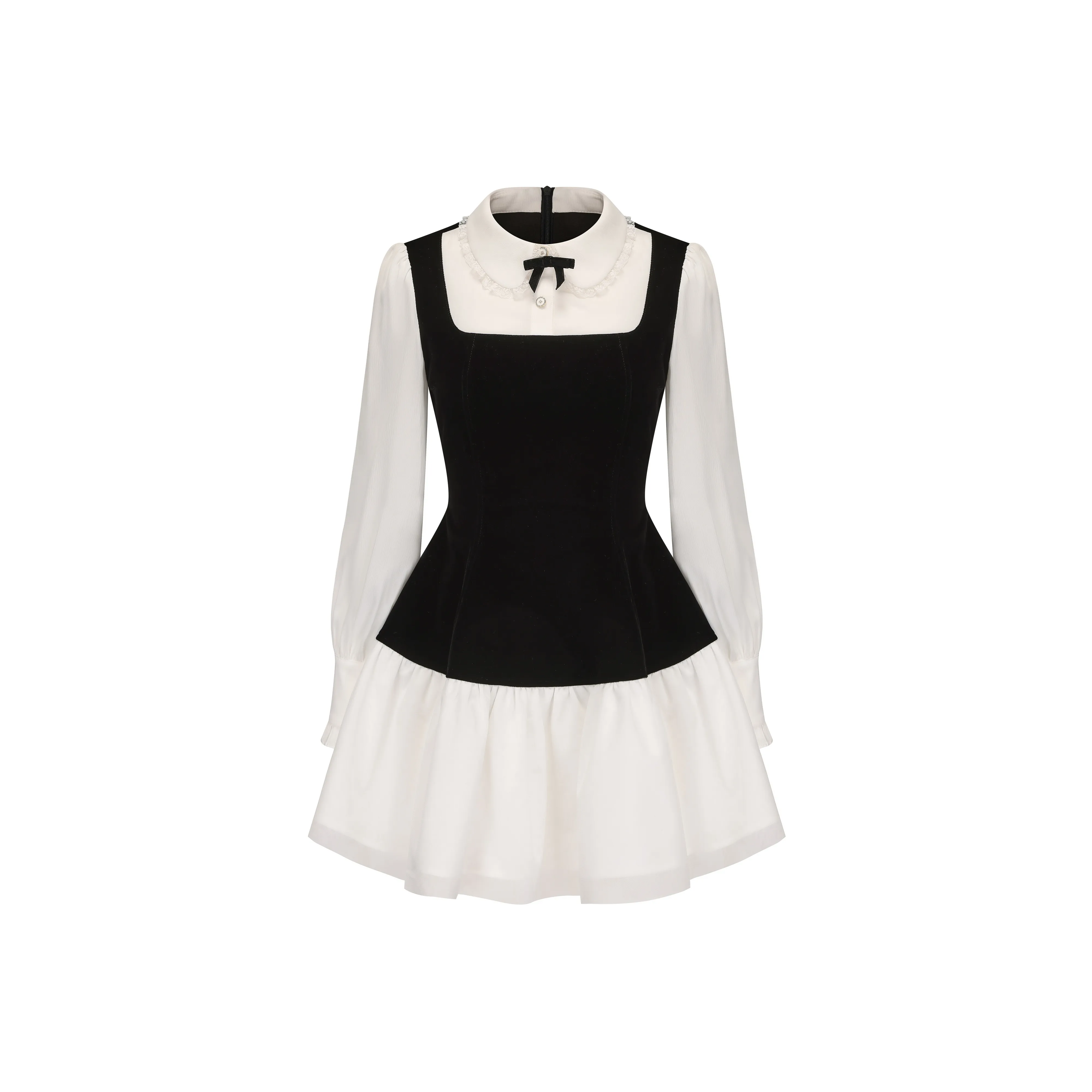 CHIWAWAMEME Длинное платье с длинными рукавами женское черное и белое