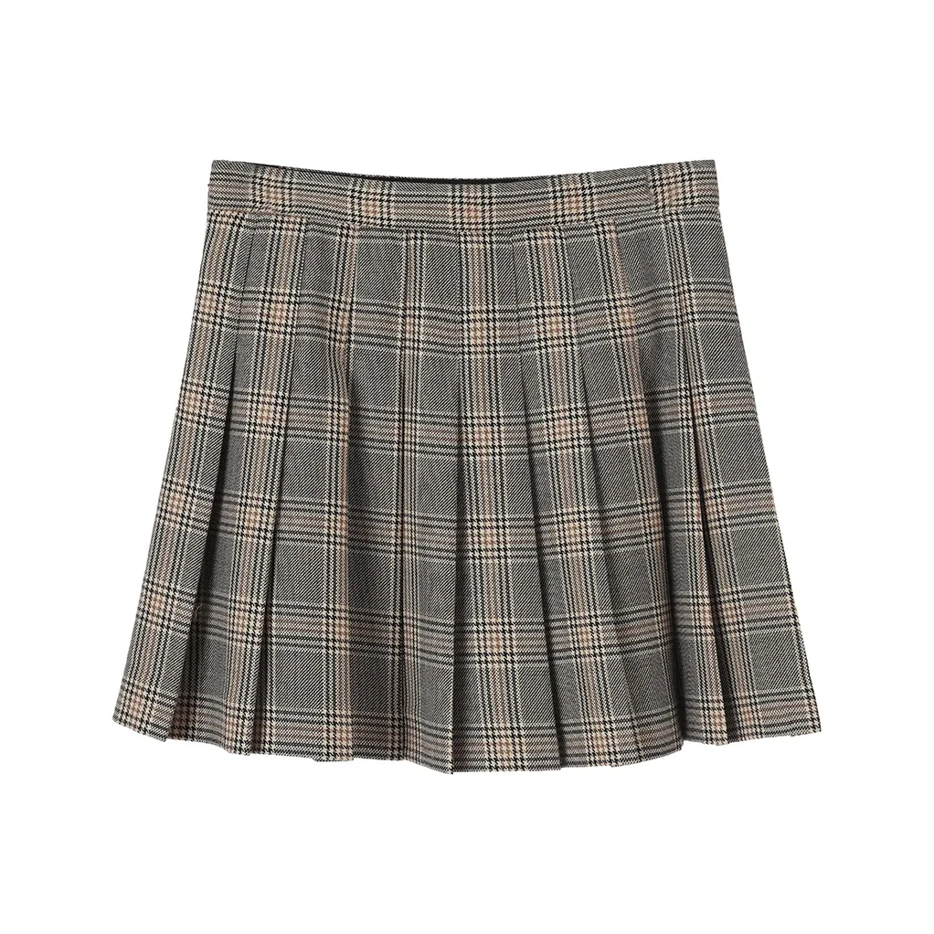 NancyCavally Повседневные короткие юбки Женские Коричневая клетка Цветочный