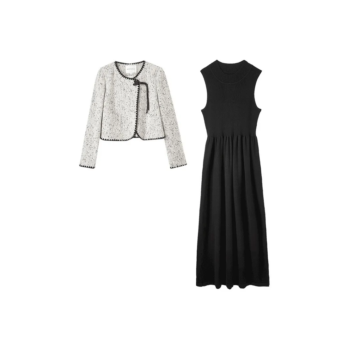 SENTUBILA Two Piece Skirt Sets Women's Gray & Black