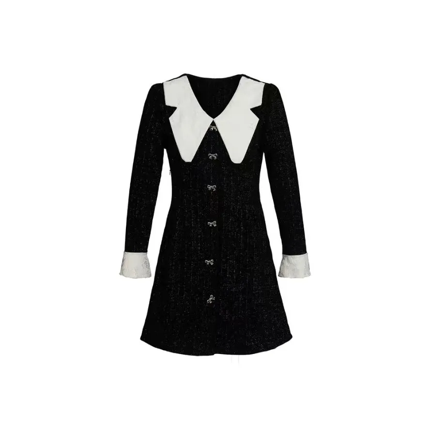 AURORA MUSE Длинное платье с длинными рукавами женское черное