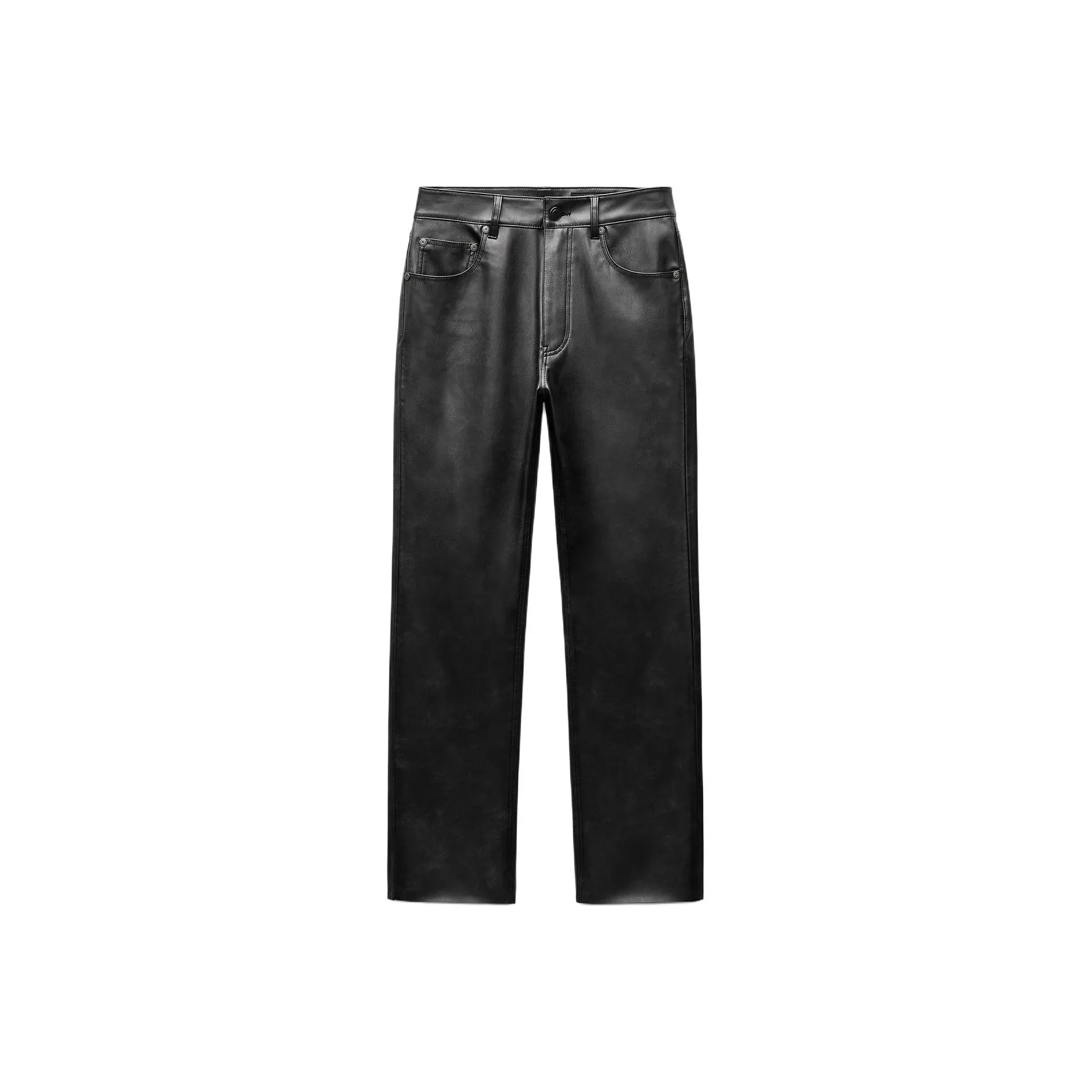 ZARA ZW Series Кожаные брюки Женские Черный