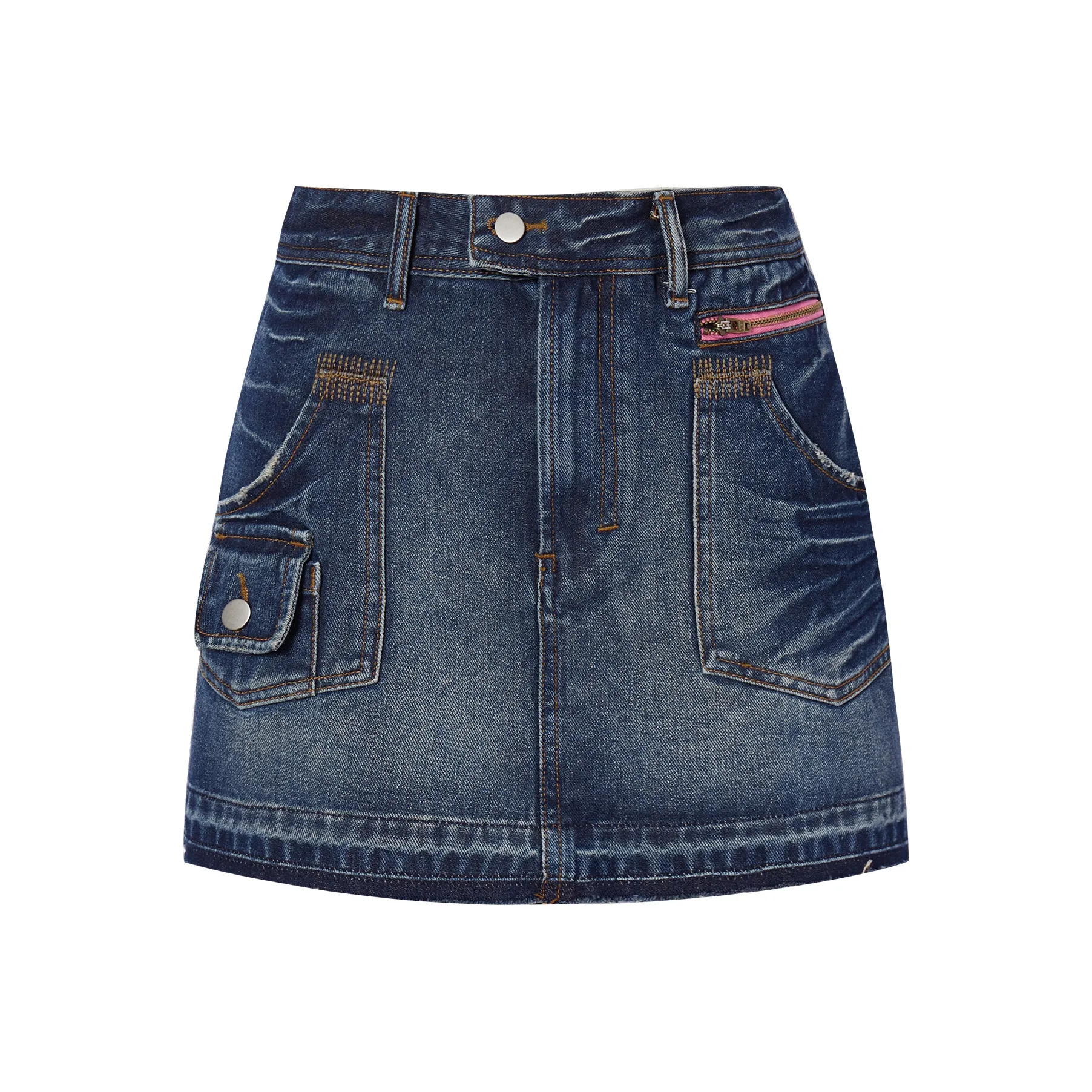 I'M ONE Винтажный деним синий Женские джинсовые короткие юбки