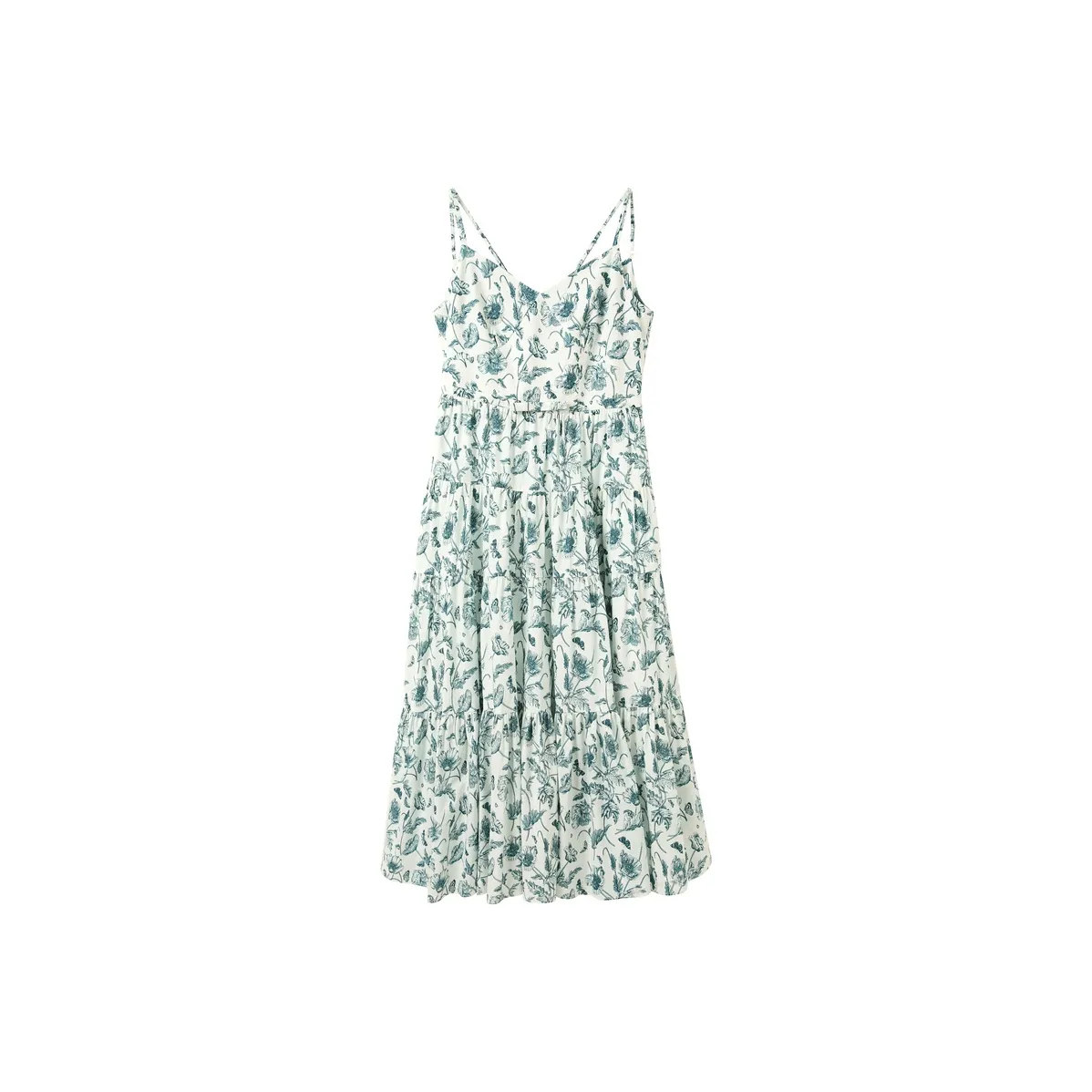 3COLOUR Без рукавов Платье Женское Бежевый Зеленый Цветочный