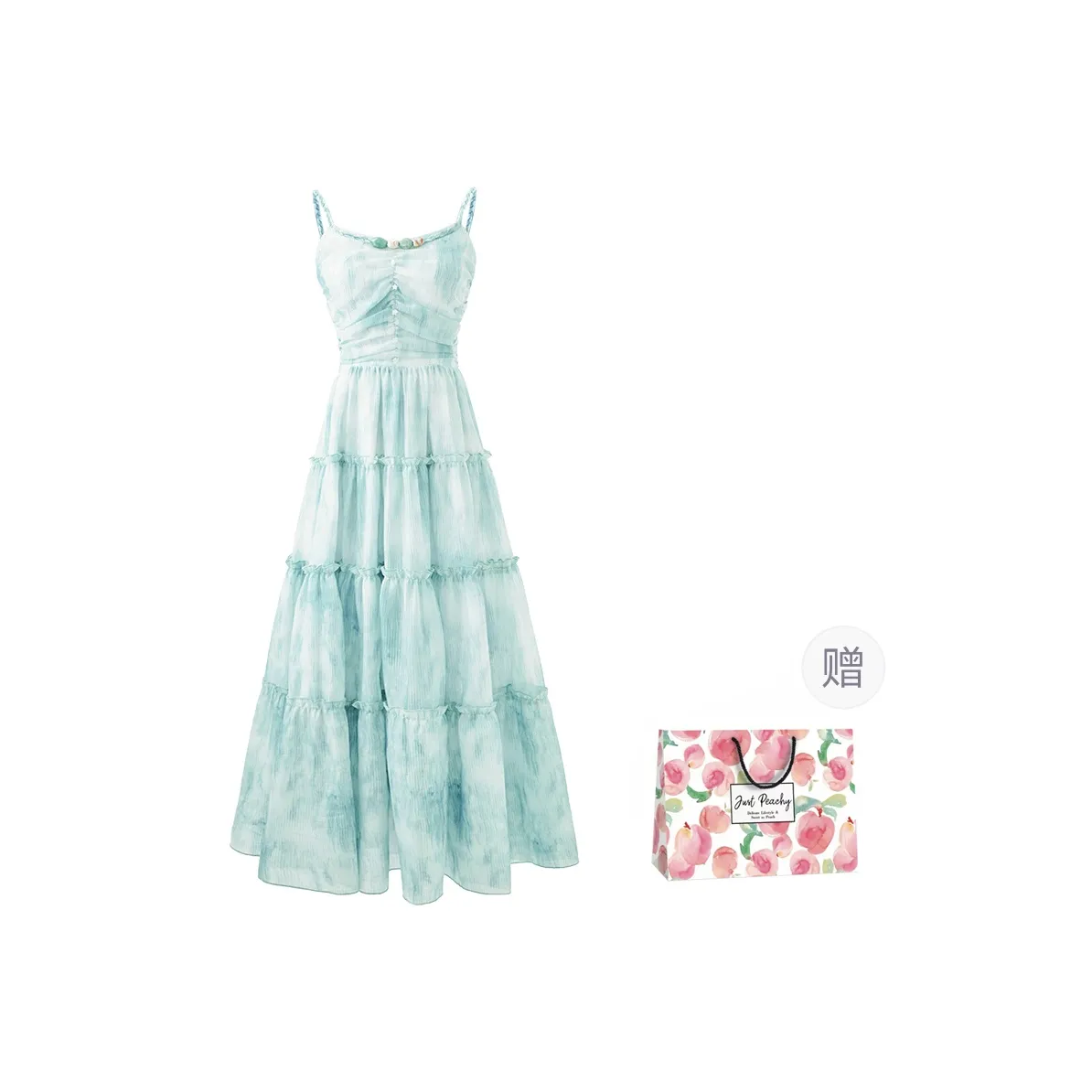 Qiuerle Slip Dress Women's Blue Green