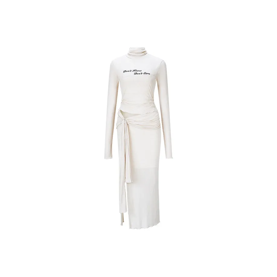 Girly Fancy Club Длинное платье с длинными рукавами женское цвет экрю