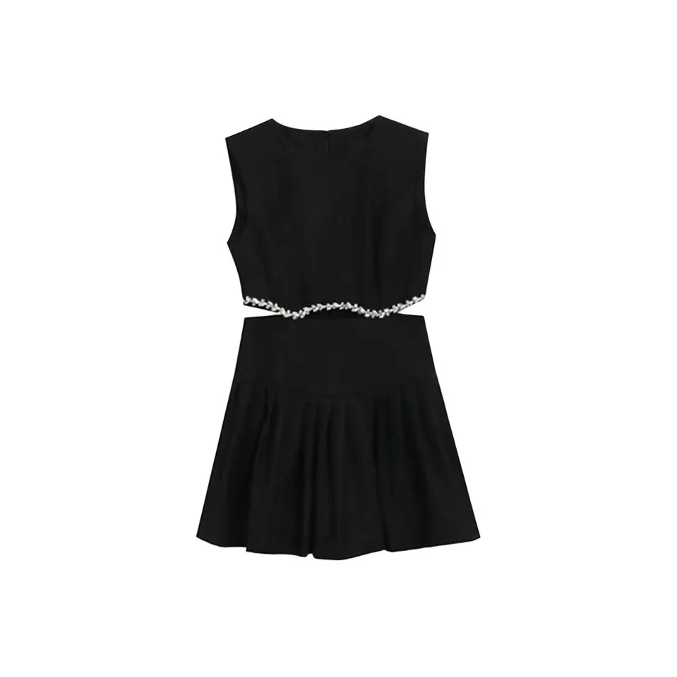 TIBINB Без рукавов Платье Женское Черное