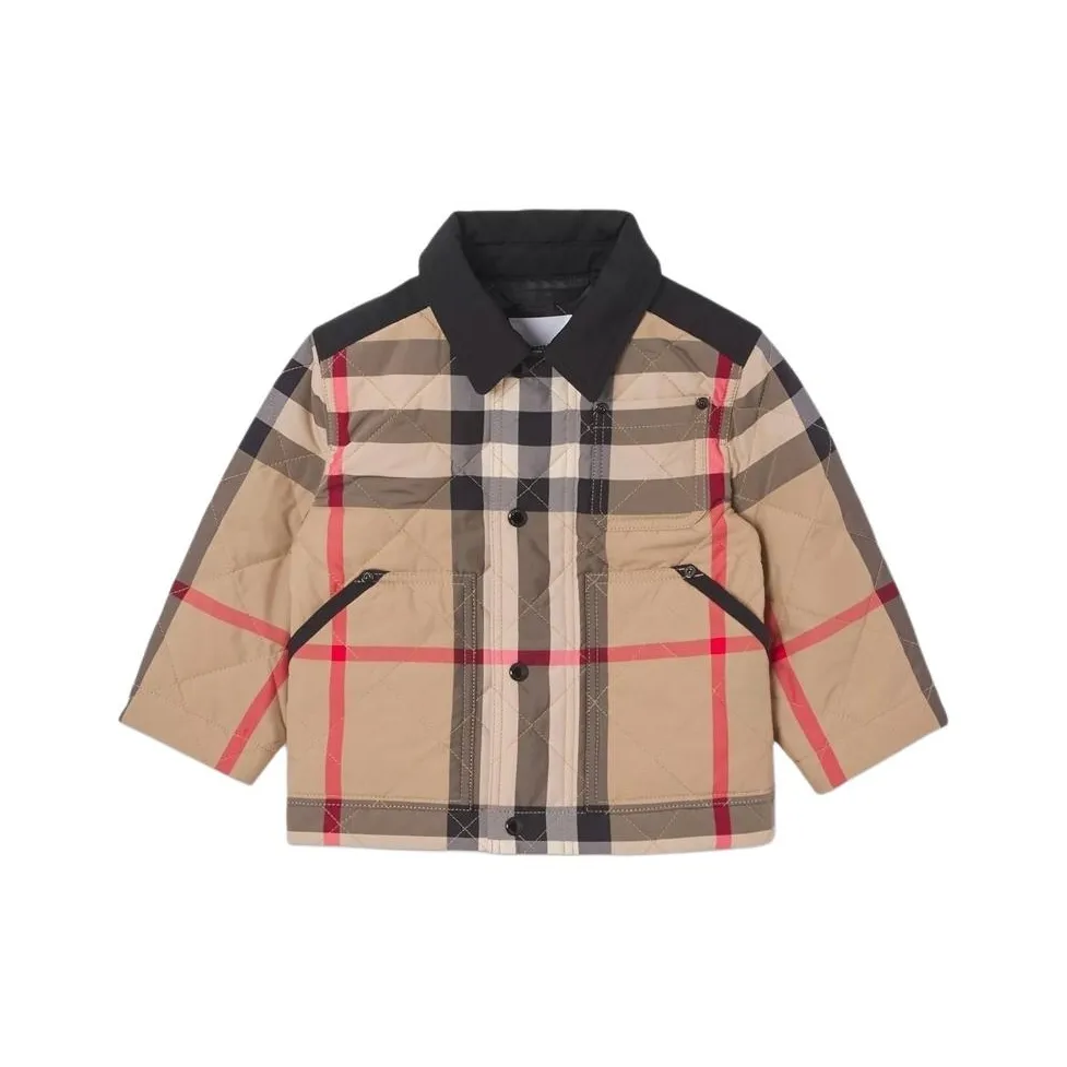 Burberry Хлопковый пуховик Коричневый для младенцев и малышей