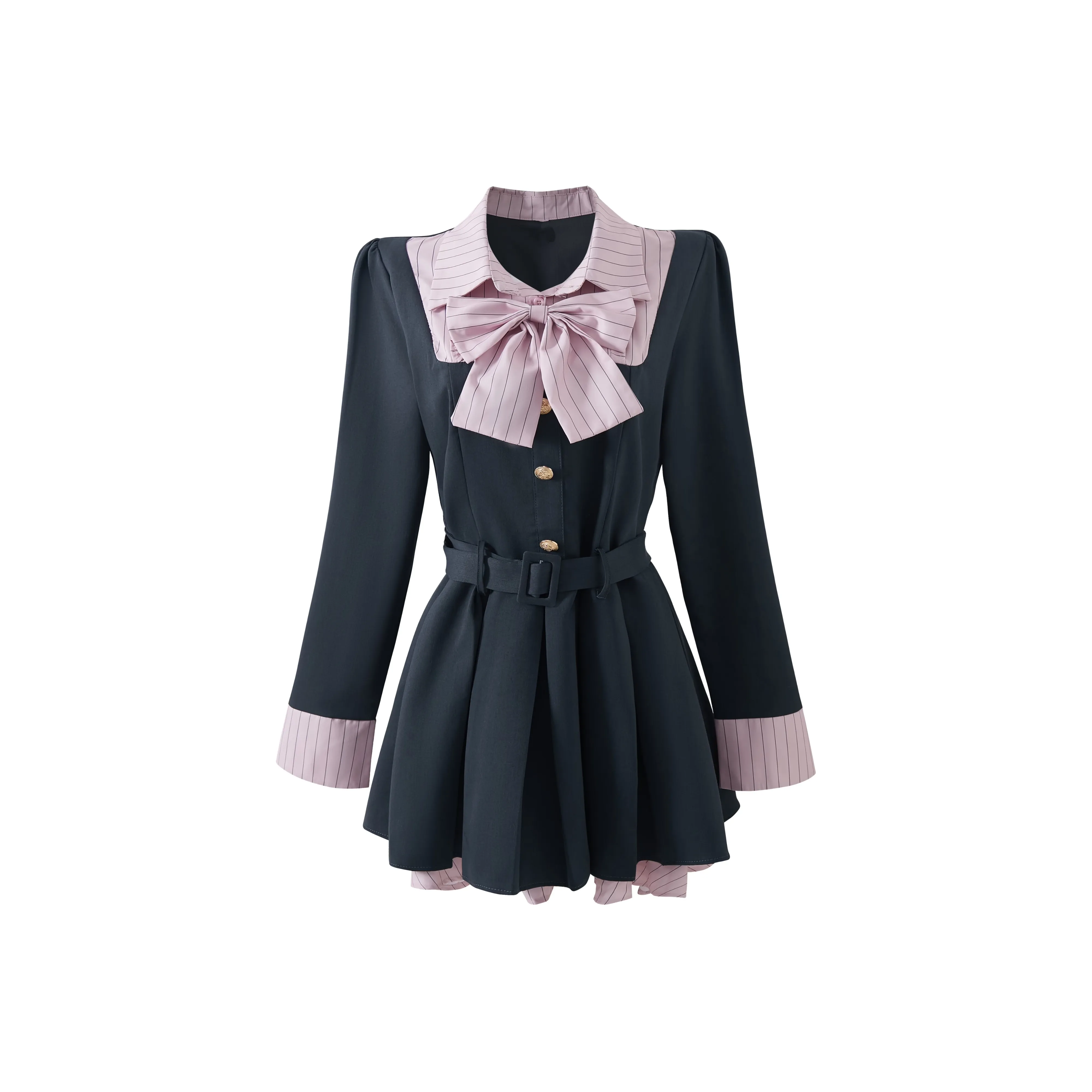 KAZAN Длинное платье с длинными рукавами женское розовый воротник рубашки черное длинное платье с длинными рукавами