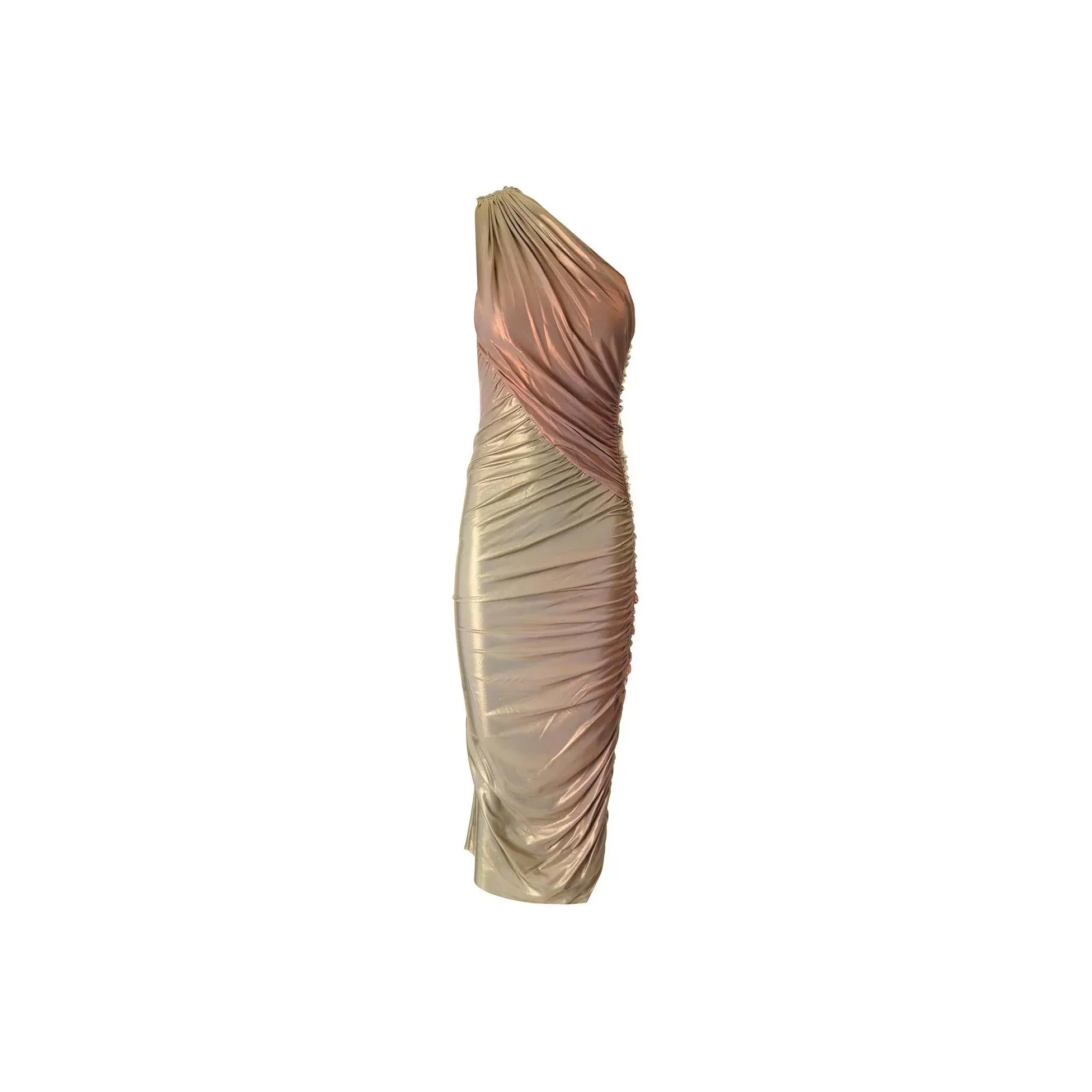 RICK OWENS One Shoulder Draped Midi Dress