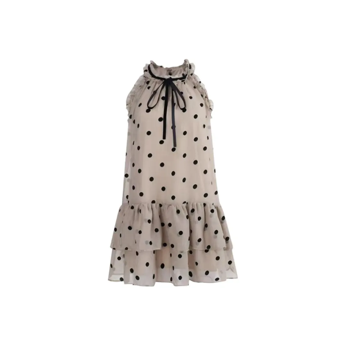 VKXOW Без рукавов Платье Женское с гороховым узором коричневый