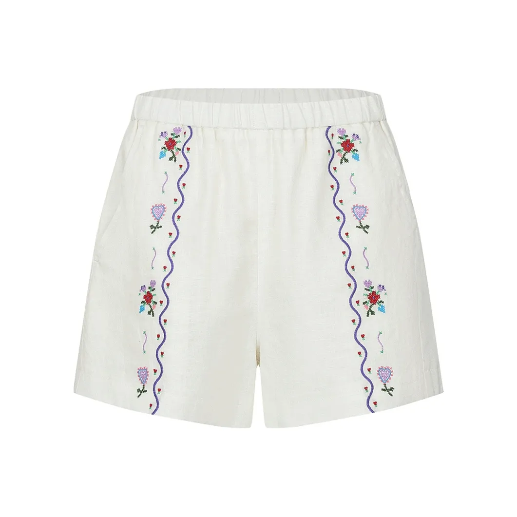 URBAN REVIVO Boho Style Casual Shorts Women's Ecru