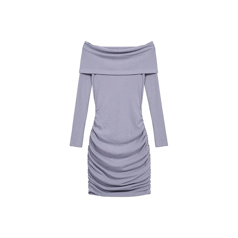 DOSOHEB Длинное платье с длинными рукавами женское фиолетовое