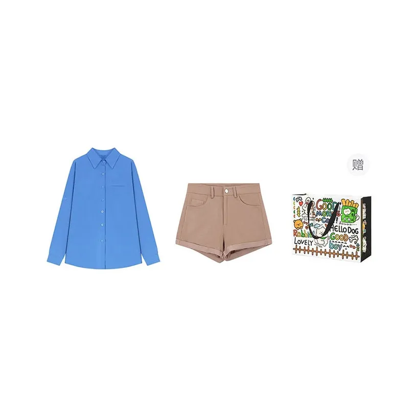 INCO VIBE Casual Suit Women's Blue Shirt/Khaki Miki shorts