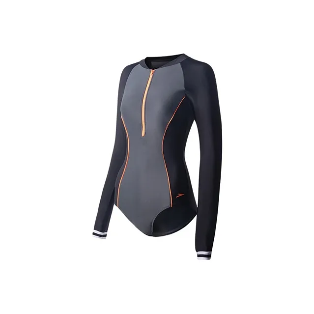 Speedo One Piece Swimsuits Women's Black/Gray/Orange