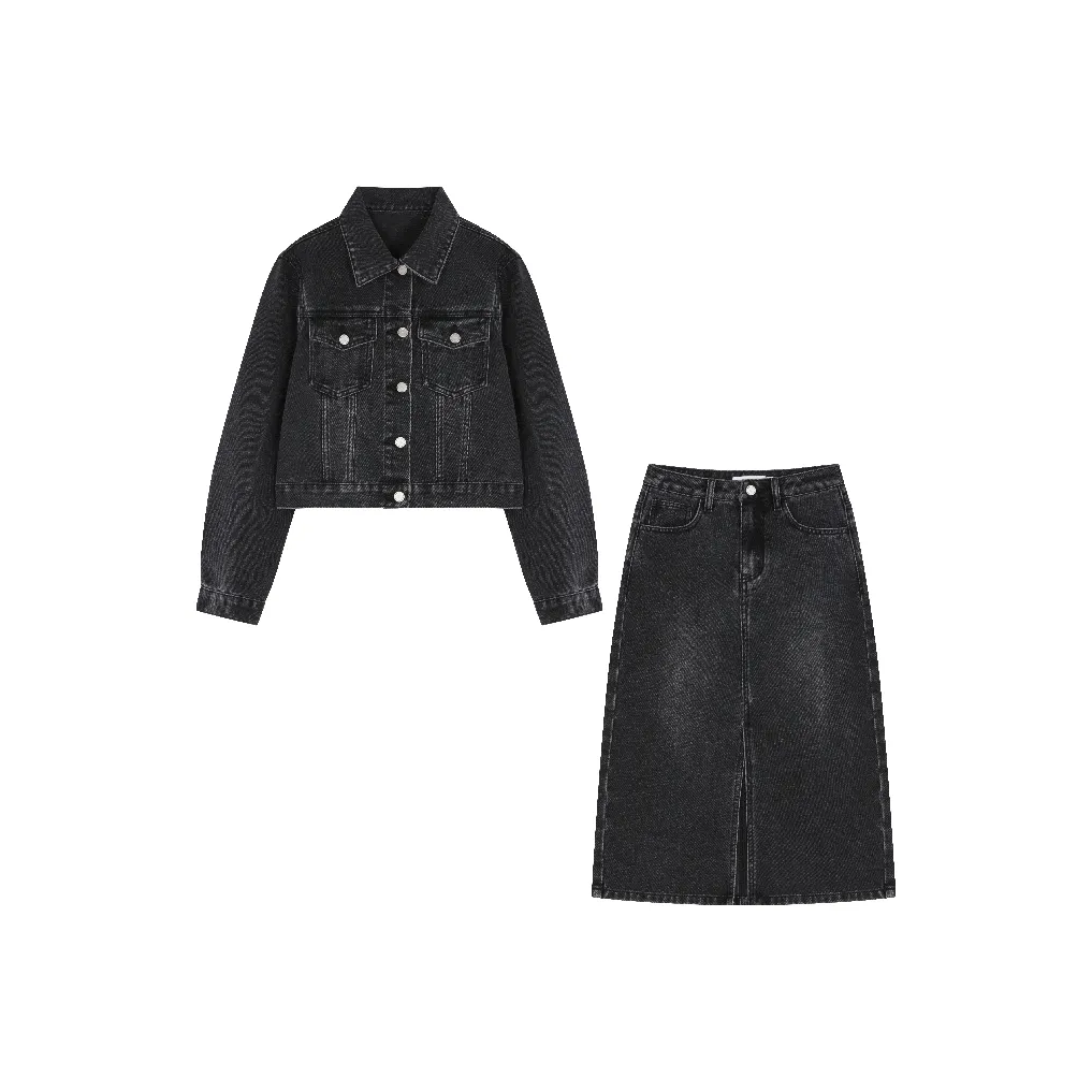 Mo Han Yi Mei Skirt Set Women's Gray Black