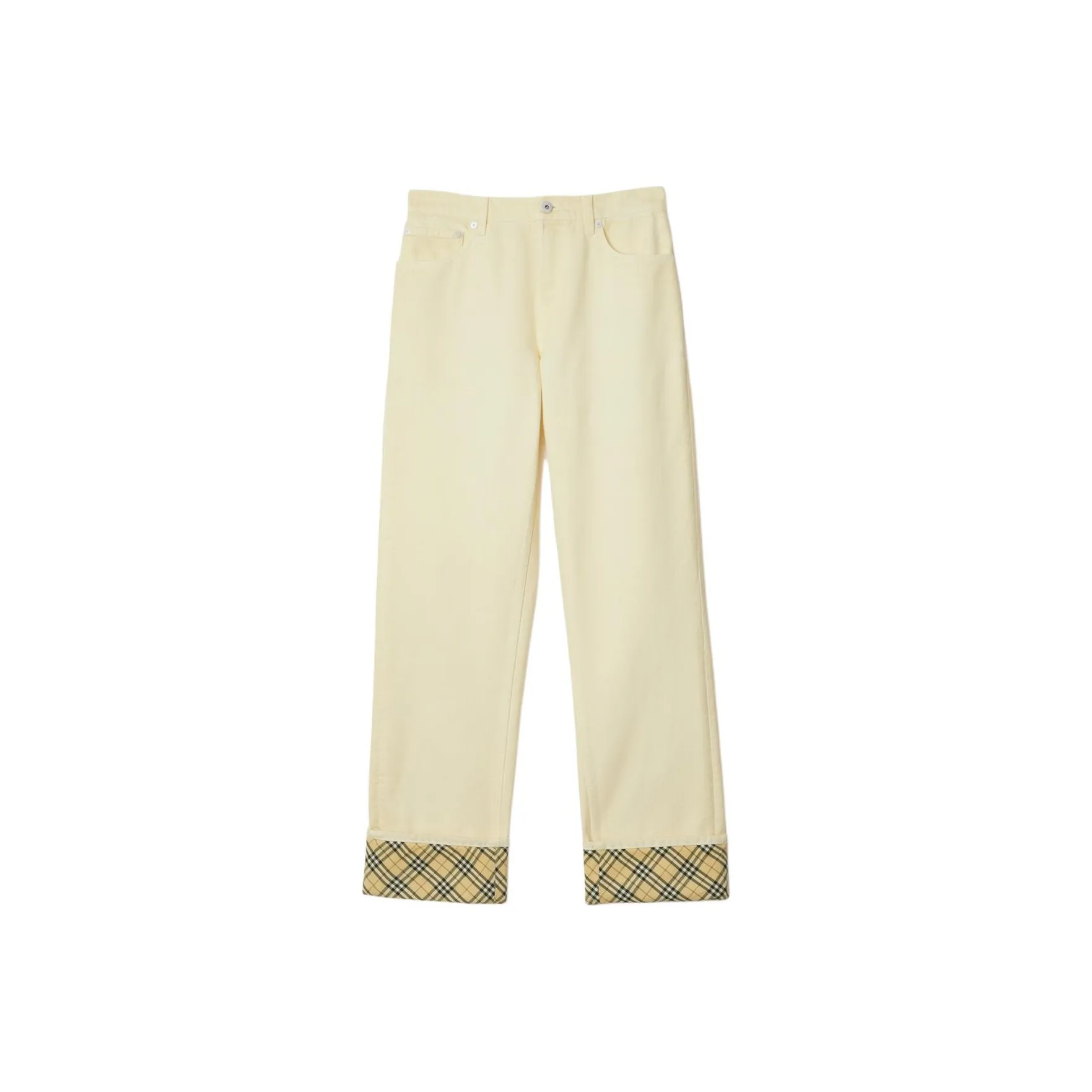 Burberry Checkered Logo Patch Straight Leg Jeans