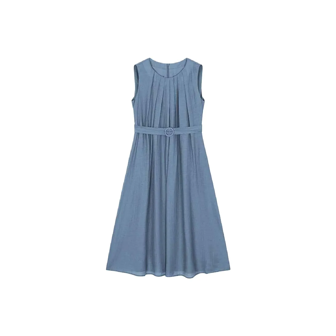 Mo Han Yi Mei Без рукавов Платье Женское Синее
