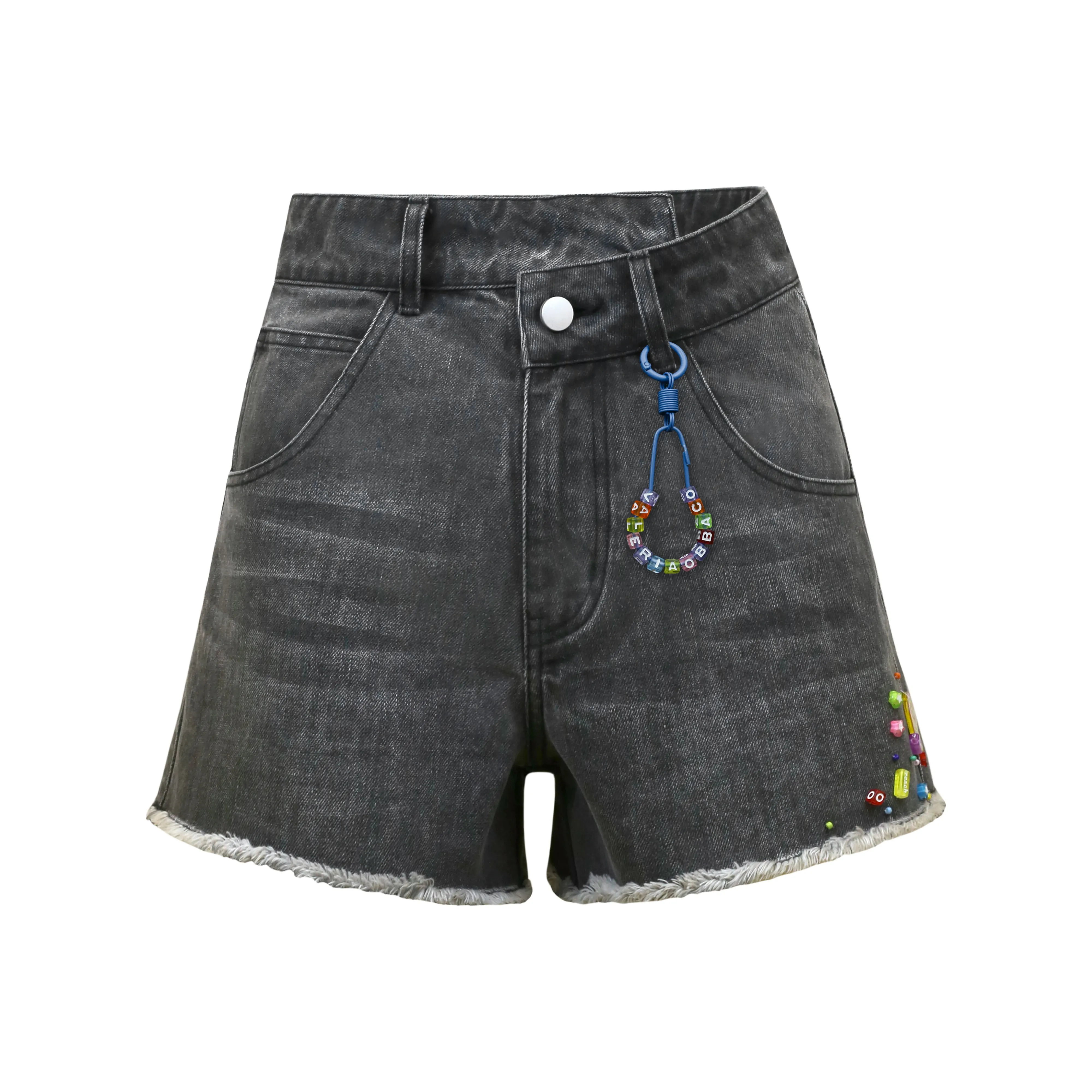 Valeria Obbaco Темно-серые Женские Джинсовые Шорты