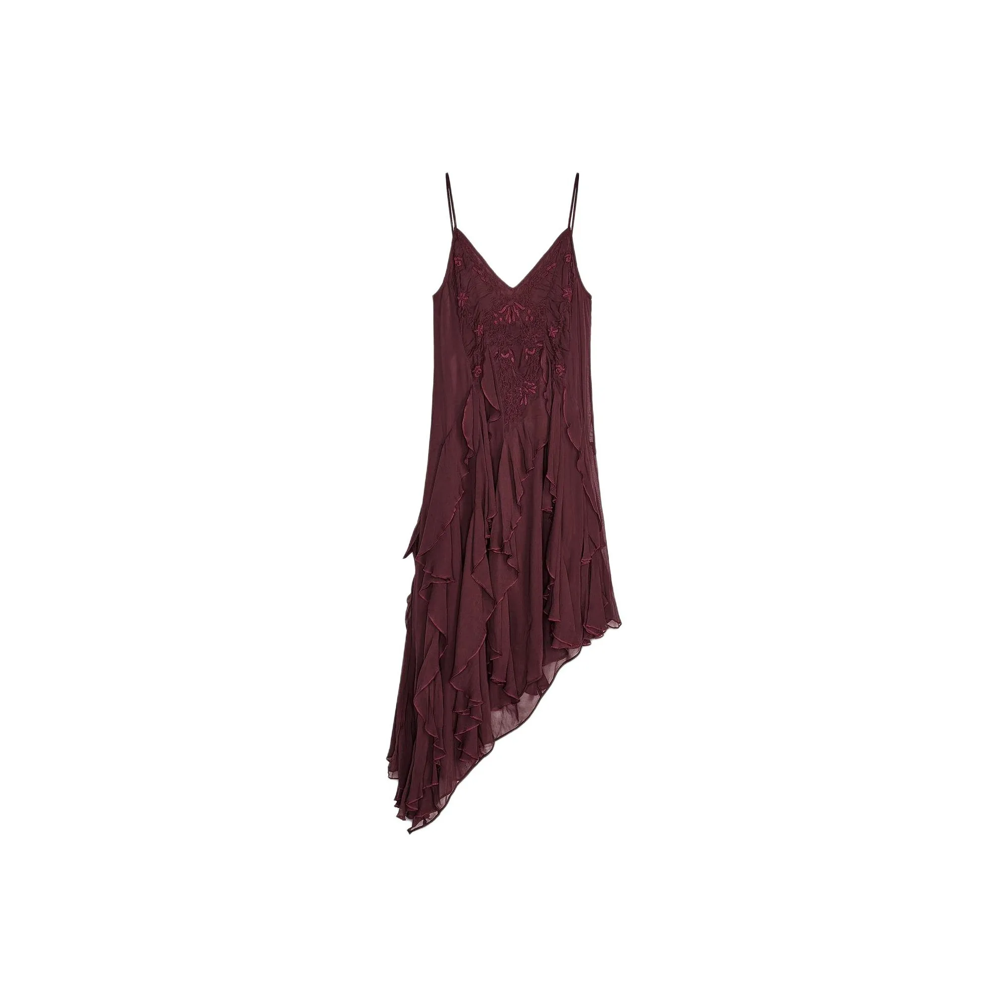 ZARA ZW Series Slip Dress Women's Dark Red Color