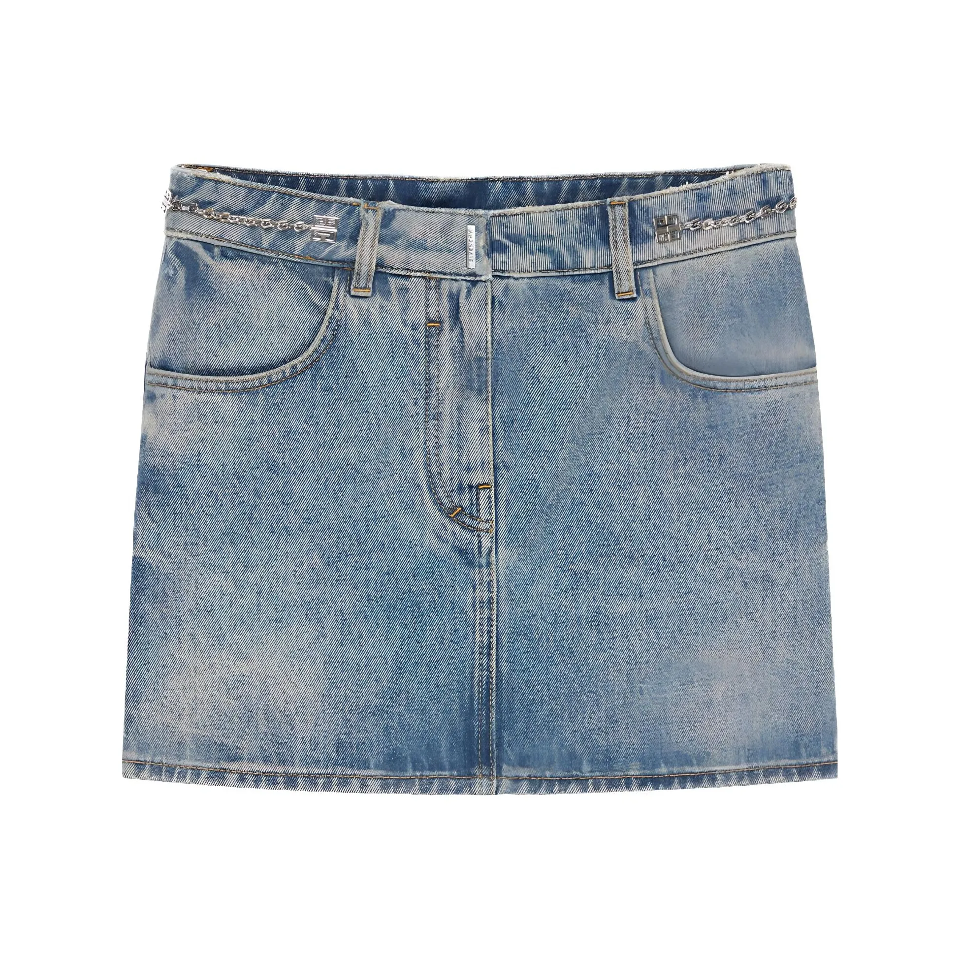 Givenchy Chain Detailed Denim Mini Skirt