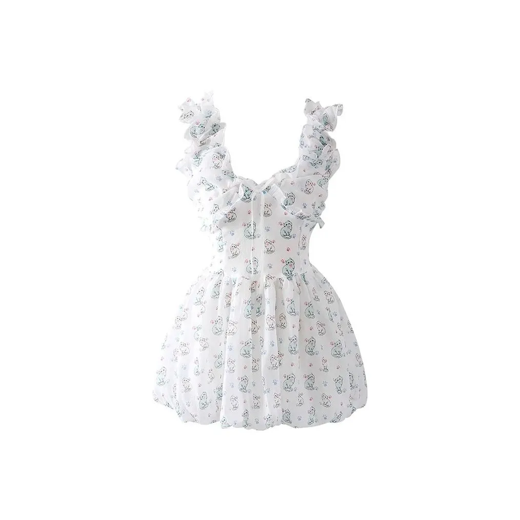 POPO.INFO Slip Dresses Women's Kitten Print