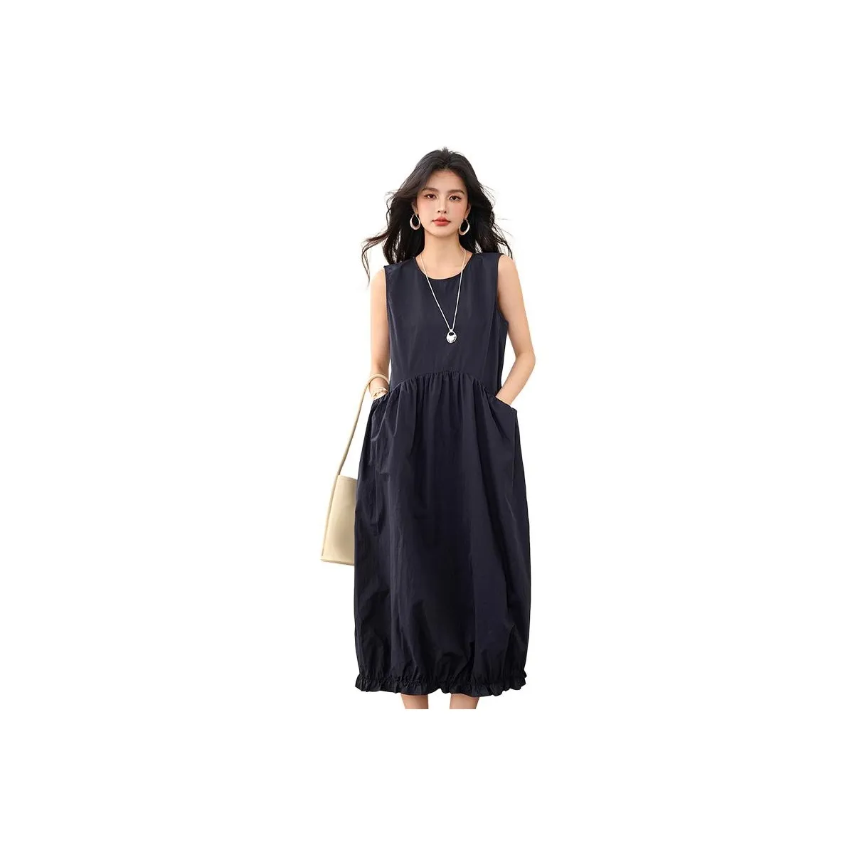 La Chapelle Sleeveless Dress Women's Navy Blue