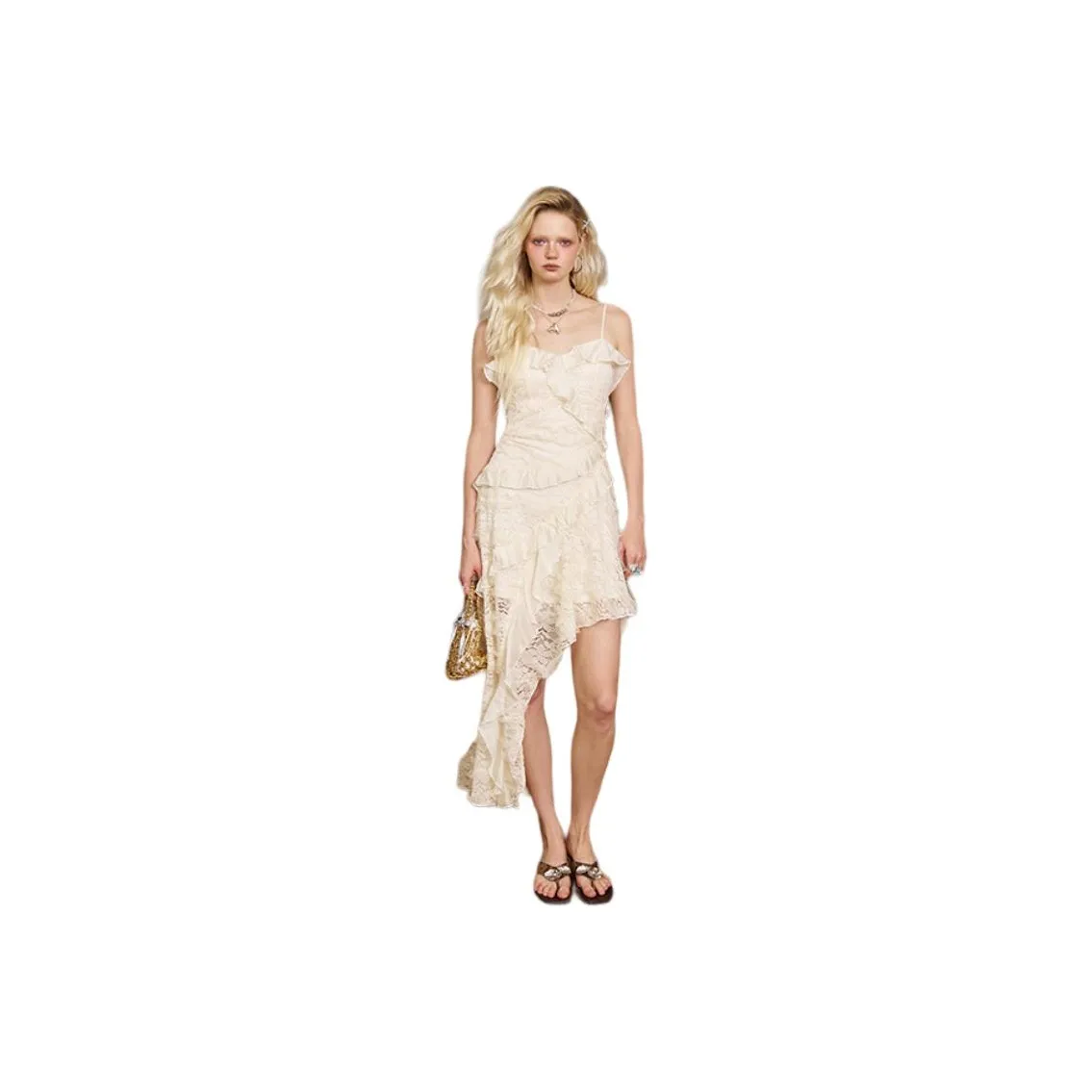 ELF SACK Slip Dress Women's Holiday Champagne