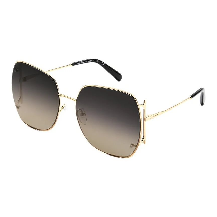 FERRAGAMO Металл Квадрат Солнцезащитные очки Унисекс Золото